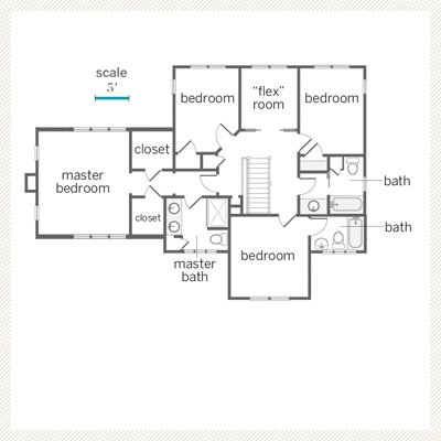 second floor plan of renovated bungalow 