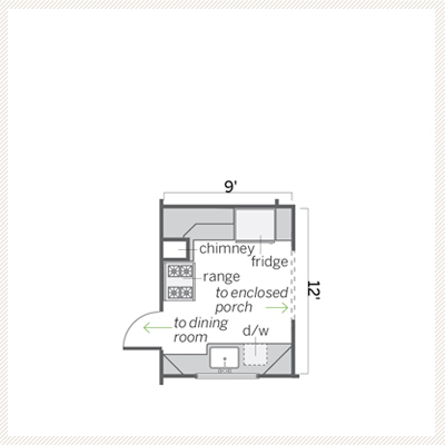 before floor plan for this craftsman kitchen remodel