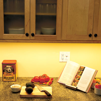 kitchen counter with undercabinet lighting 
