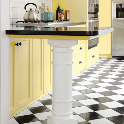after kitchen redo turned-wood pedestal 