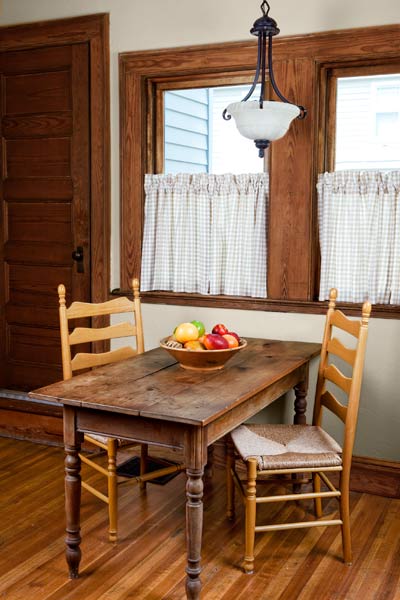 kitchen remodel after with resurfaced dining room table