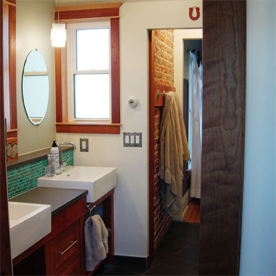 Authentic Turquoise Tile: After from Best Bath Before and Afters 2012 with wood details