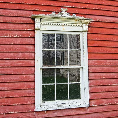 save this old house newport, new york, red clapboard barn window detail 