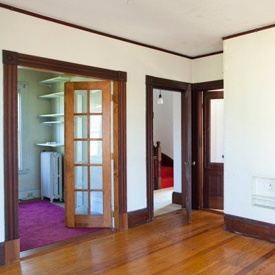 dining room and study before remodel will be turned into a bedroom and staircase in TOH TV project house Cambridge