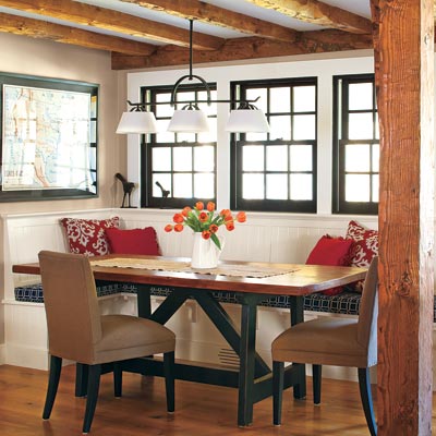 remodeled dining nook in the Bedford, MA TOH TV project