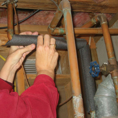 wrapping cold water pipes