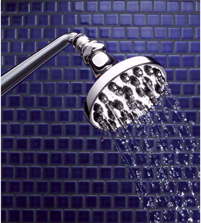 old-fashioned brass showerhead
