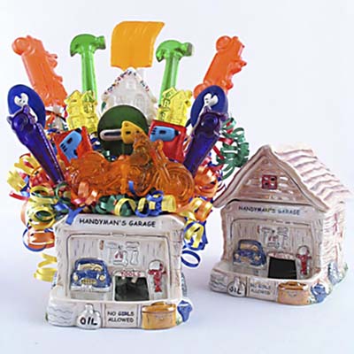 Handyman Garage Lillipop/ Candy gift basket