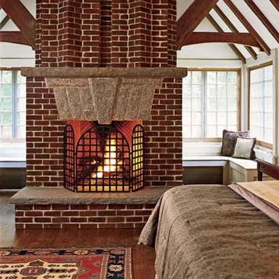 master bedroom in converted carriage house
