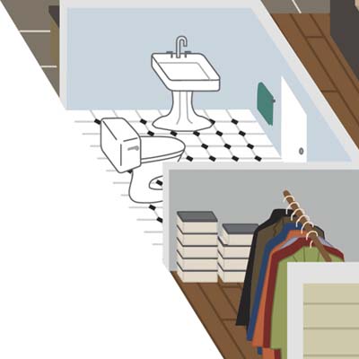 closeup illustration of powder room
