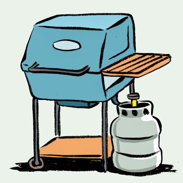 illustration of grill with propane tank