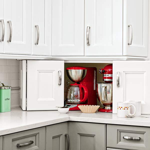 kitchen after redo with appliance garage
