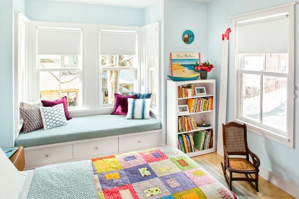 window seat in a child's bedroom of the renovated this old house tv cambridge project