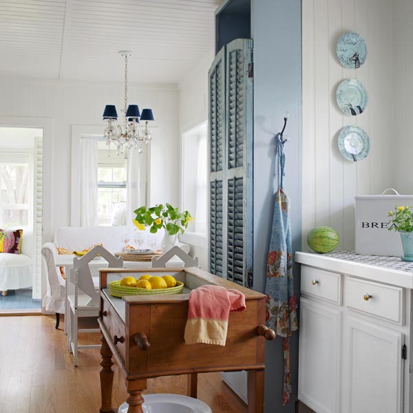 french washstand used as a kitchen island to illustrate nine Secrets of Cottage Style