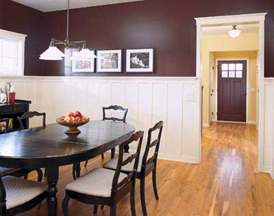 brown walls with white wainscoting