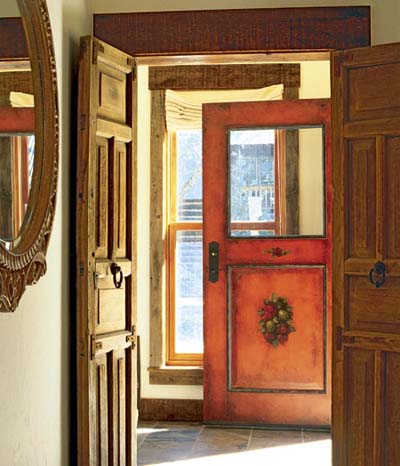 bright orange mexican door