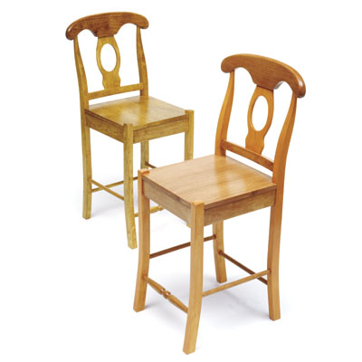 two chairs with two different clear finishes