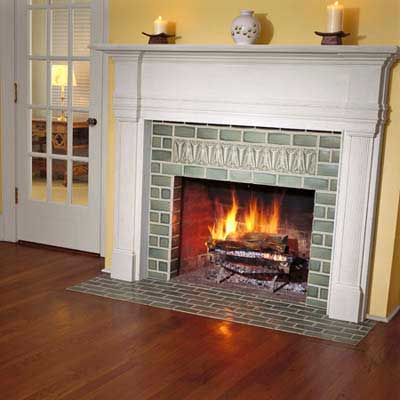 newly tiled fireplace surround