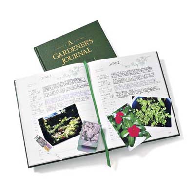 a gardening journal with snapshots inside