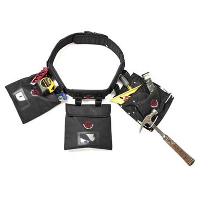 a tool belt with clip-on pouches
