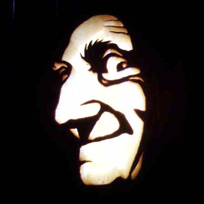 marty feldman carved on a pumpkin
