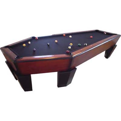 pool table in shape of a coffin
