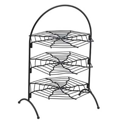 three-tier stand with each level shaped as a spider web