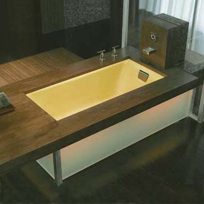 kohler tub with flush-mounted overflow makes sharing a bath more comfortable