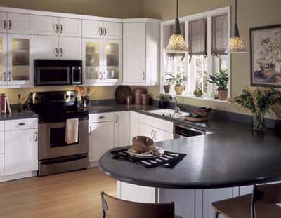 modern kitchen with corian countertops