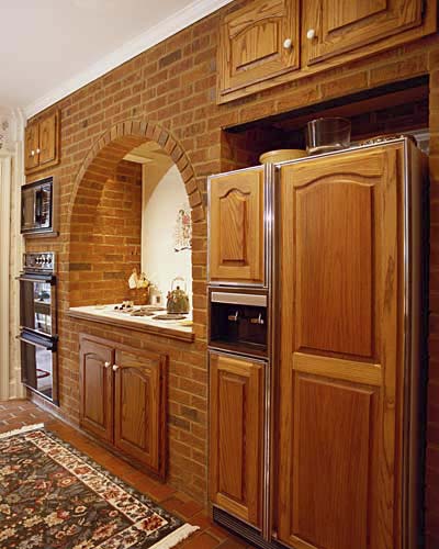 warm and comforting brick kitchen