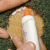 Place a narrow bead of carpet-seam glue along the perimeter of the cutout.