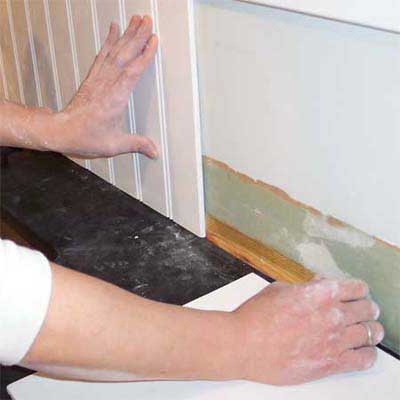 dry fit and shim the backsplash