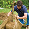 Man with burlap sack 