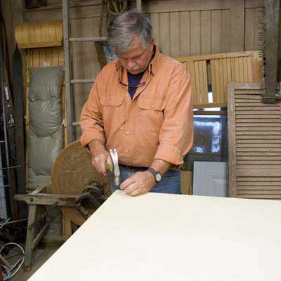 Tom Silva building the top of the sideboard