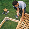 assemble and attach side panel frames and lattice