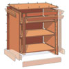 illustration detailing how to assemble the sides, shelves, back, and top when building a small bookcase