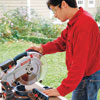 cutting wood with a miter saw
