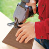 cutting a bevel in the battens with a jigsaw