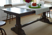 a finished trestle table in a dining area