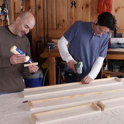 attaching the cleats to the apron while building a display coffee table