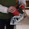 cutting a bevel into the top board with a circular saw