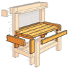 an illustration focusing on the work space as well as cleats and framing for a potting bench