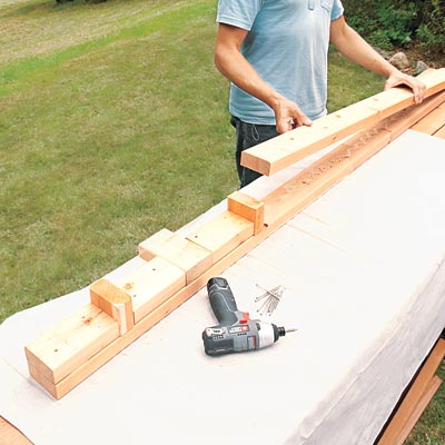 dry-fitting the 2x4s for the leg pieces