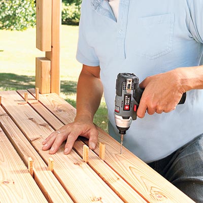 attaching the seat boards using 1/4-inch spacers
