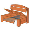 Illustration and parts of this wooden porch storage bench