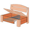 Illustration and parts of this wooden porch storage bench