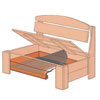 Illustration and parts of this wooden porch storage bench