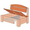 Illustration and parts of this wooden porch storage bench