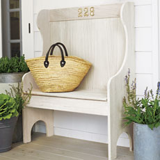 a pickled oak bench