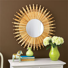 sunburst mirror frame made from wood shims